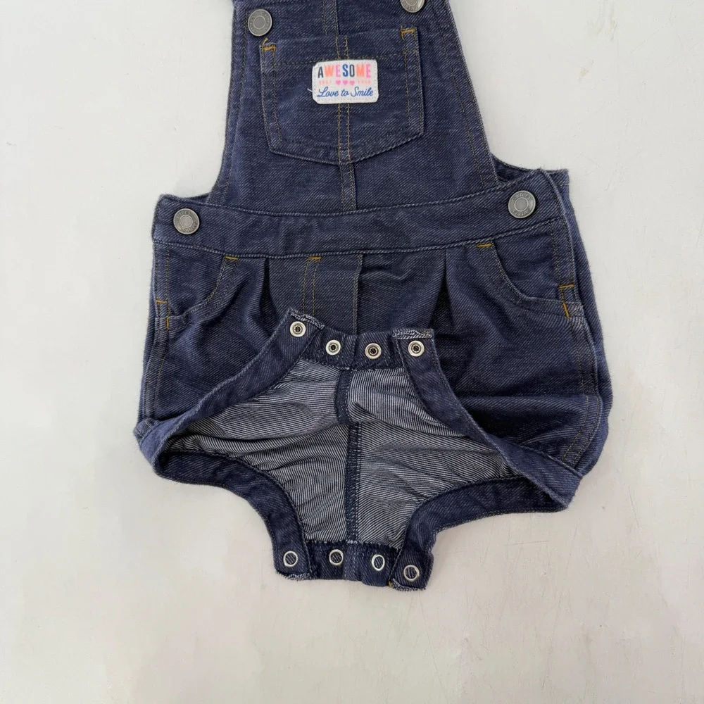 Carters Baby Romper Denim‎ Overalls Jumpsuit Outfit, 6 months Awesome Love